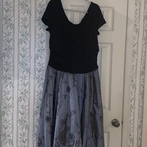 Beautiful Silver Dress with Black Flowers